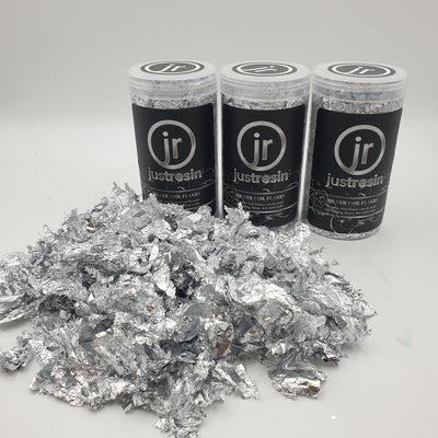 Metallic Foil Flakes 15gm - Silver by Just Resin | Epoxy Resin Art Supplies